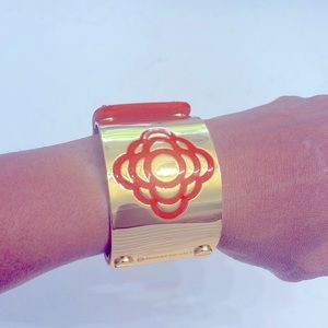 Parker Daniels Leather Bracelet/ gold tone